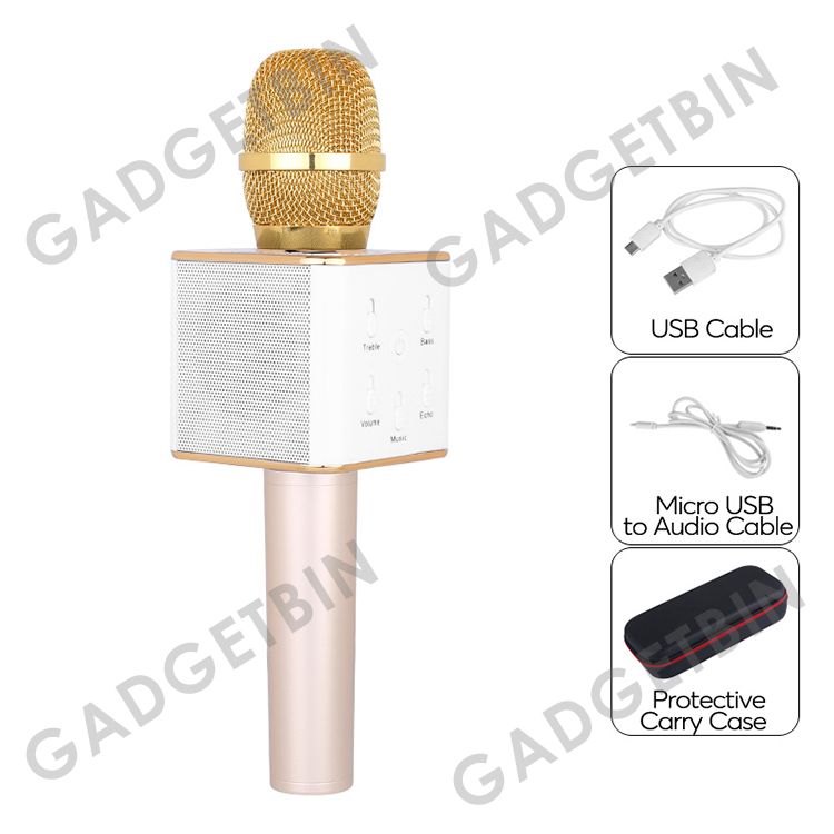 Q7 Wireless Bluetooth Karaoke Microphone & HiFi Speaker (Gold)